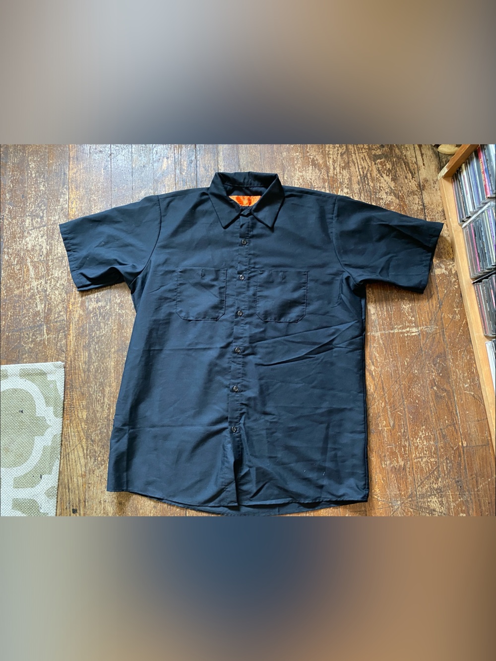 Casual Short-Sleeve Button-Down Shirt - Black